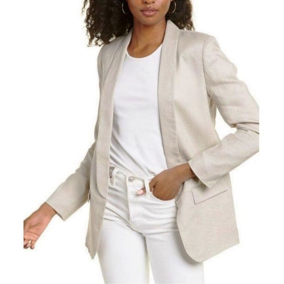 Catherine Malandrino Jackets & Blazers - Catherine Malandrino 100% Linen Blazer Beige Open Front Fully Lined Size 14